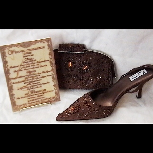 J . Loren matching clutch. Brown with crystals - Picture 5 of 5